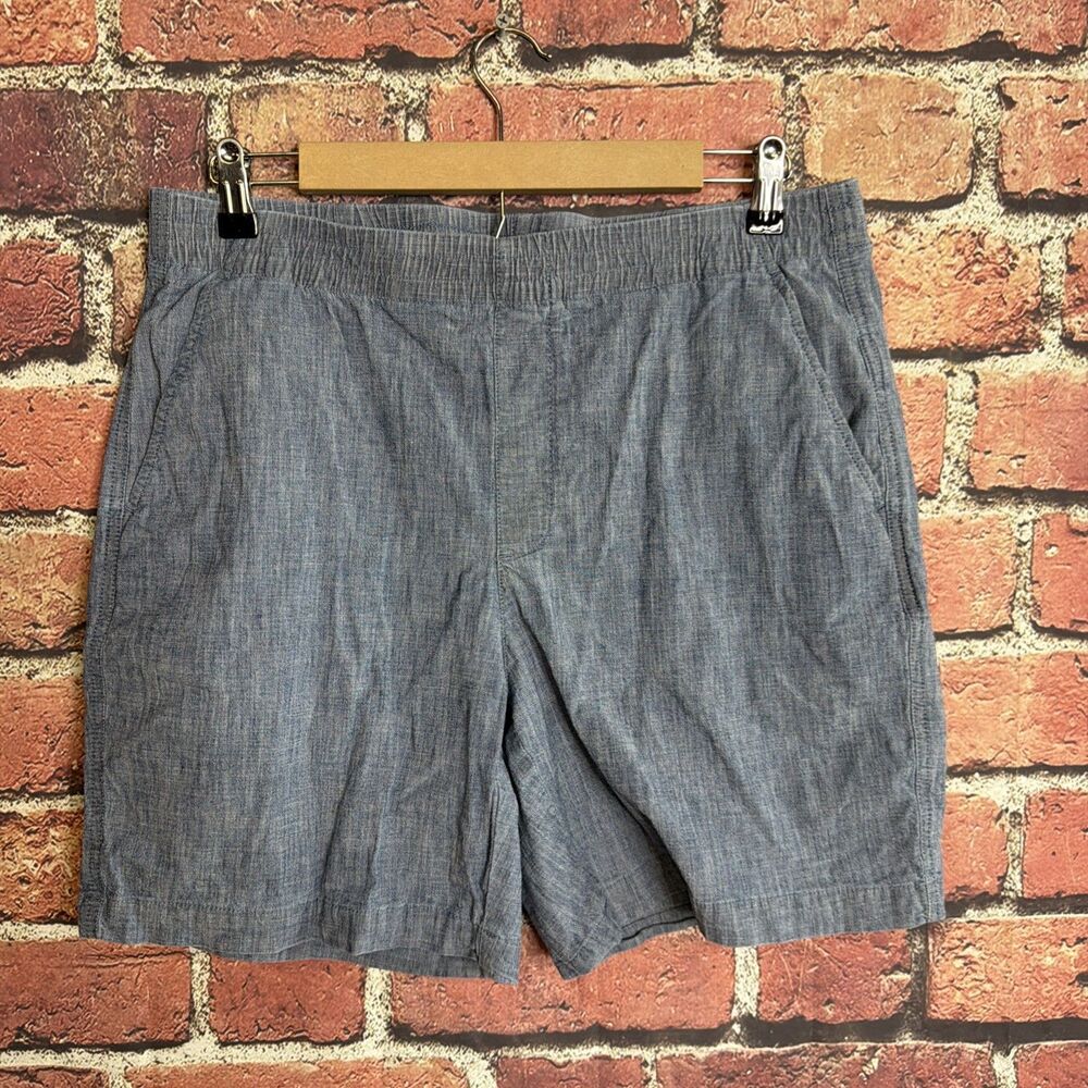 LANDS' END Shorts 16 Cute Mid Rise Elastic Waist Pull On Size 12 Chambray Style